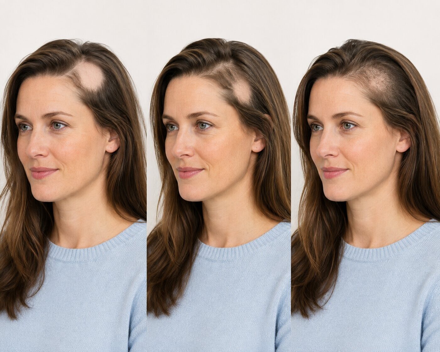 Mogelijk verloop en gedeeltelijke hergroei bij alopecia areata