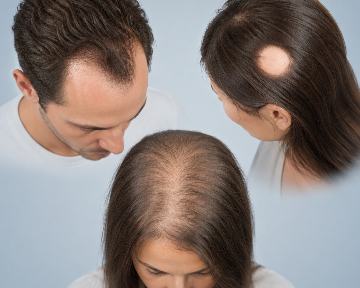 Verschillende patronen en verdelingen van haarverlies die de Hair Check beoordeelt