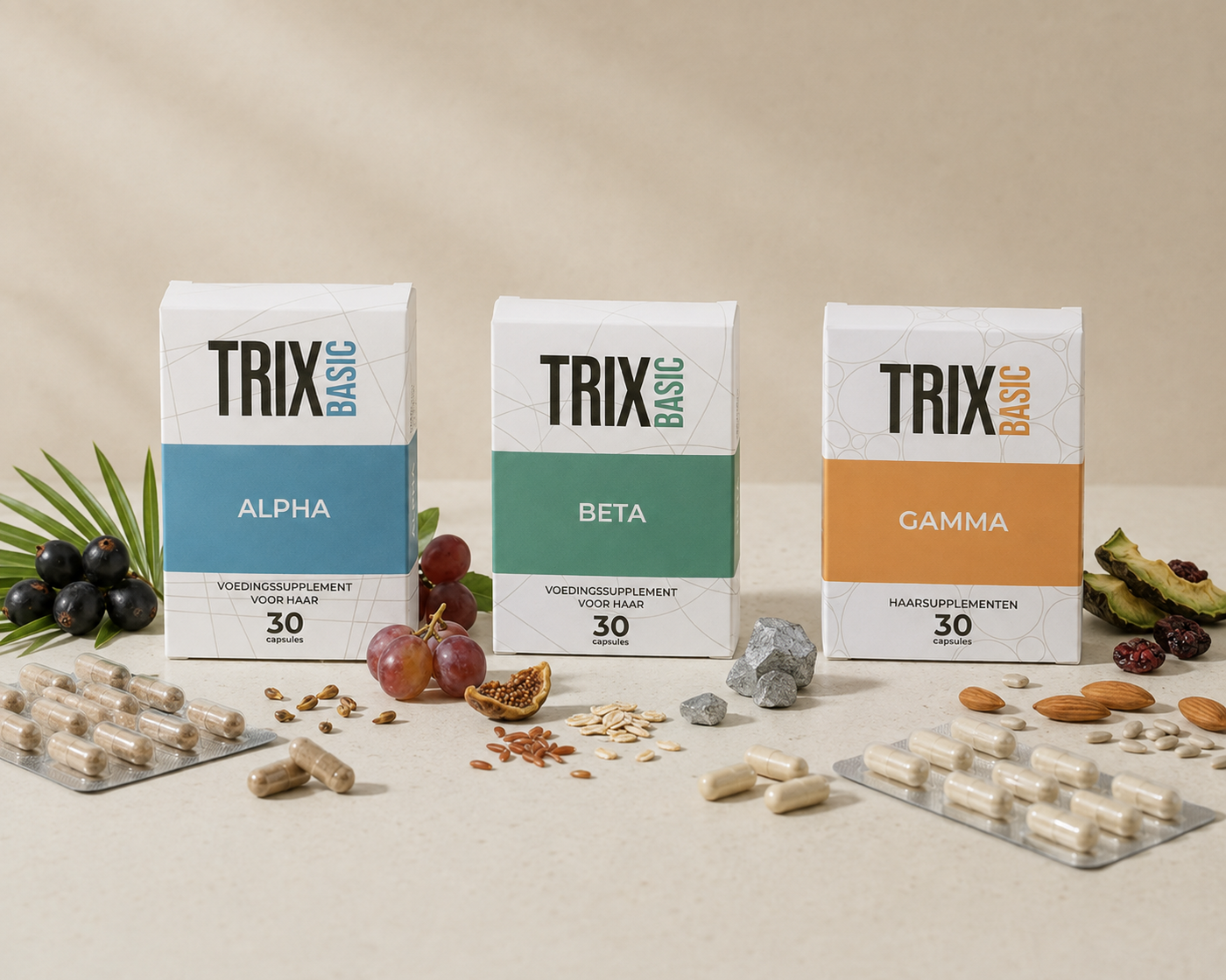 TRIX Basic Alpha, Beta en Gamma met capsules en zorgvuldig geselecteerde ingrediënten.