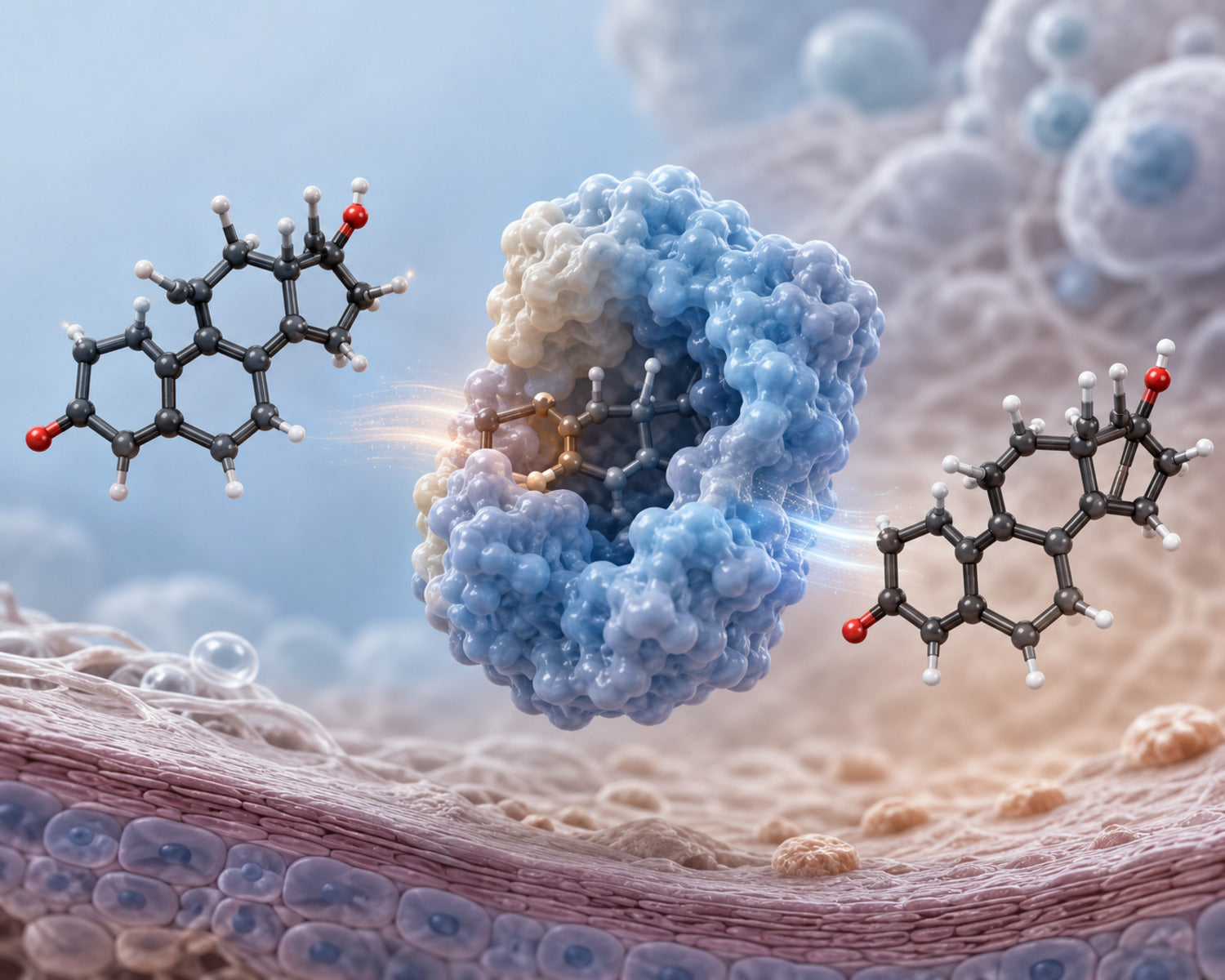 Wetenschappelijke illustratie van de omzetting van testosteron naar DHT door 5-alpha-reductase